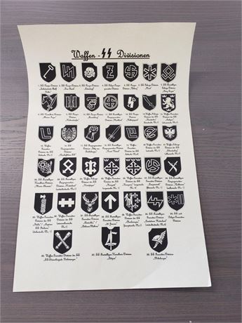 WW2 WWII Nazi German NSDAP Third Reich Waffen SS divisions poster print