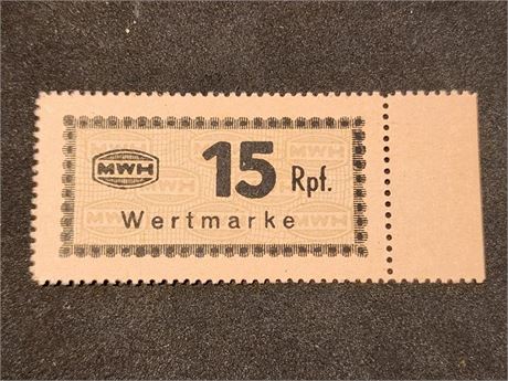 WWII Germany Concentration Camp MWH Holleischen scrip note 15 RPF Pramienschein