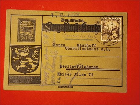 Nazi Germany Flug Post postcard w Berlin Reichstag Der Erwige Jude cancel 1938