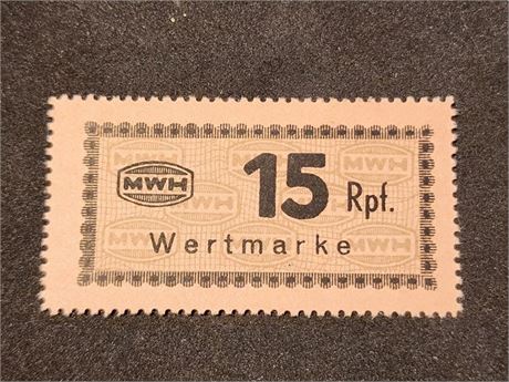 WWII Germany Concentration Camp MWH Holleischen scrip note 15 RPF Pramienschein