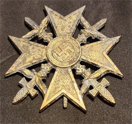 WW2 WWII Nazi German Third Reich Gold Silver Spanish cross w swords medal