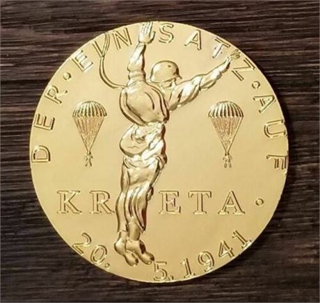 WW2 WWII Nazi German Luftwaffe Third Reich KRETA Paratroopers medallion medal