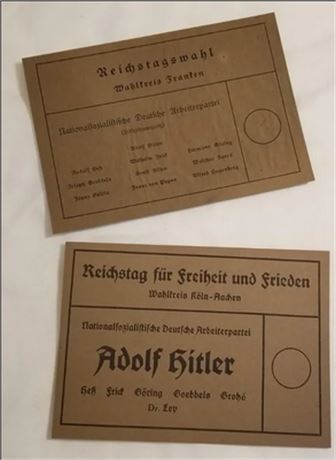 WW2 WWII Nazi German Adolf Hitler election cards