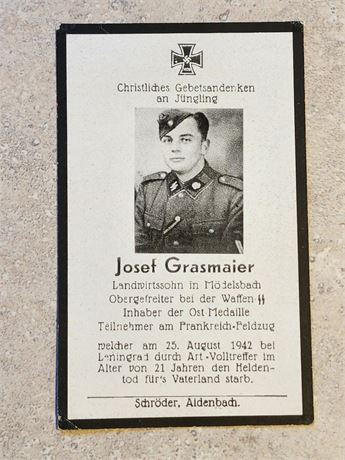 WW2 WWII Nazi German Waffen SS Totenkopf soldiers photo death card