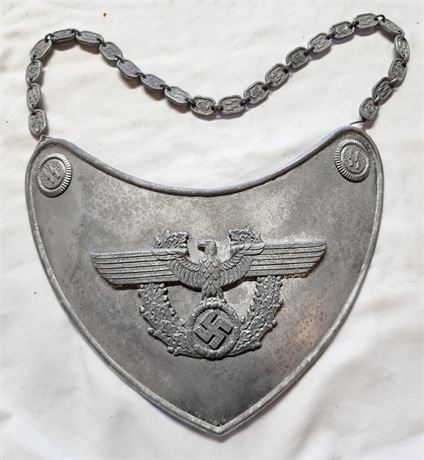 WW2 WWII Nazi German Third Reich SS Police flag bearer chest plate Gorget